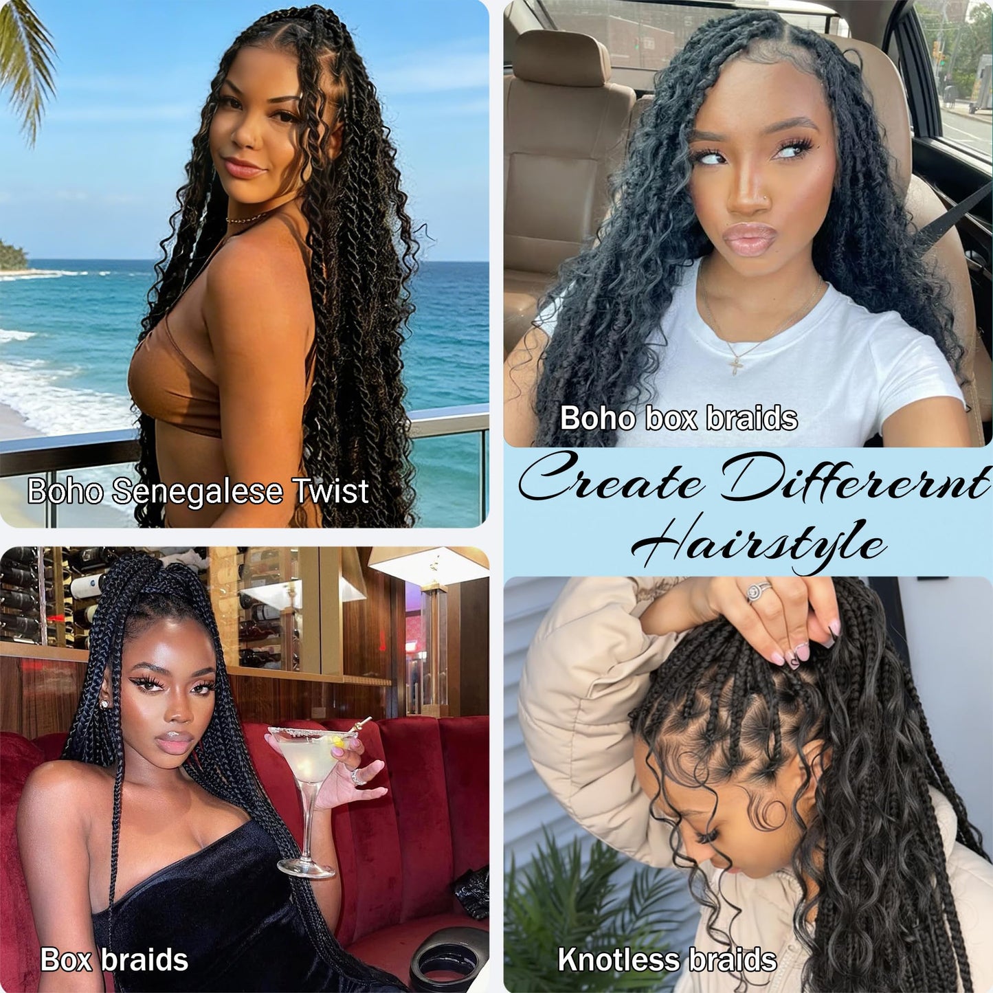 Gladream Curly Braiding Hair Crochet Hair for Black Women 18 Inch 2 Packs Boho Hair for Braiding Deep Wave Bundles Hair Extensions for Braids Water Wavy(18 Inch, #2)