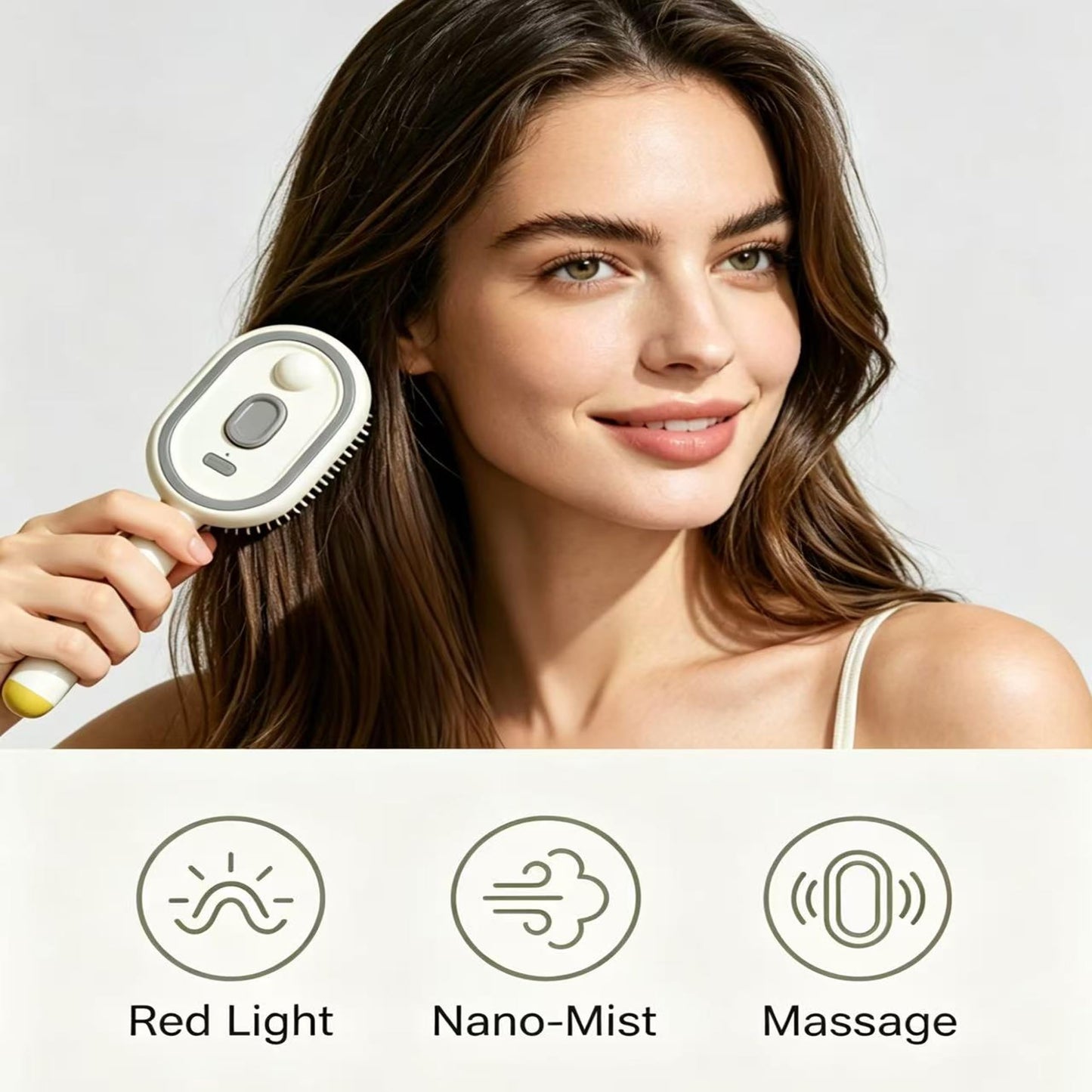 Electric Spray Air Cushion Massage Comb, 2026 Upgrade 2 in 1 Misting Detangling Brush Rechargeable Hair Straightener Steam Brush for Hair, Rechargeable Steam Hairs Straightener (White)