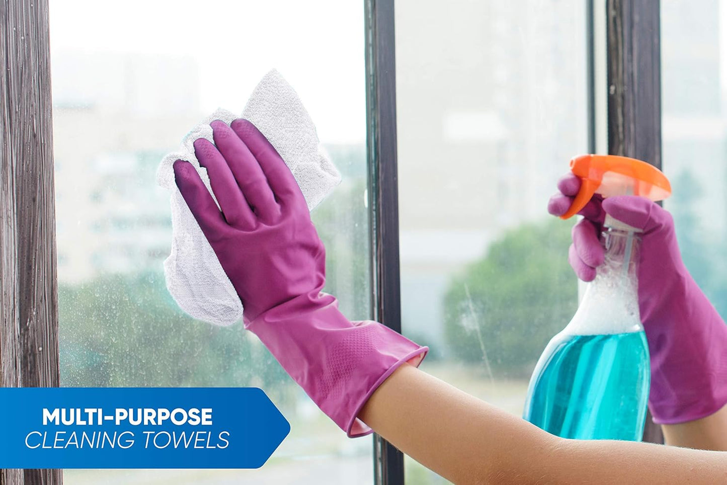 Cotton Terry Towels - High Absorbent Cleaning Cloths | Pack of 50, 12x12 Inches, White
