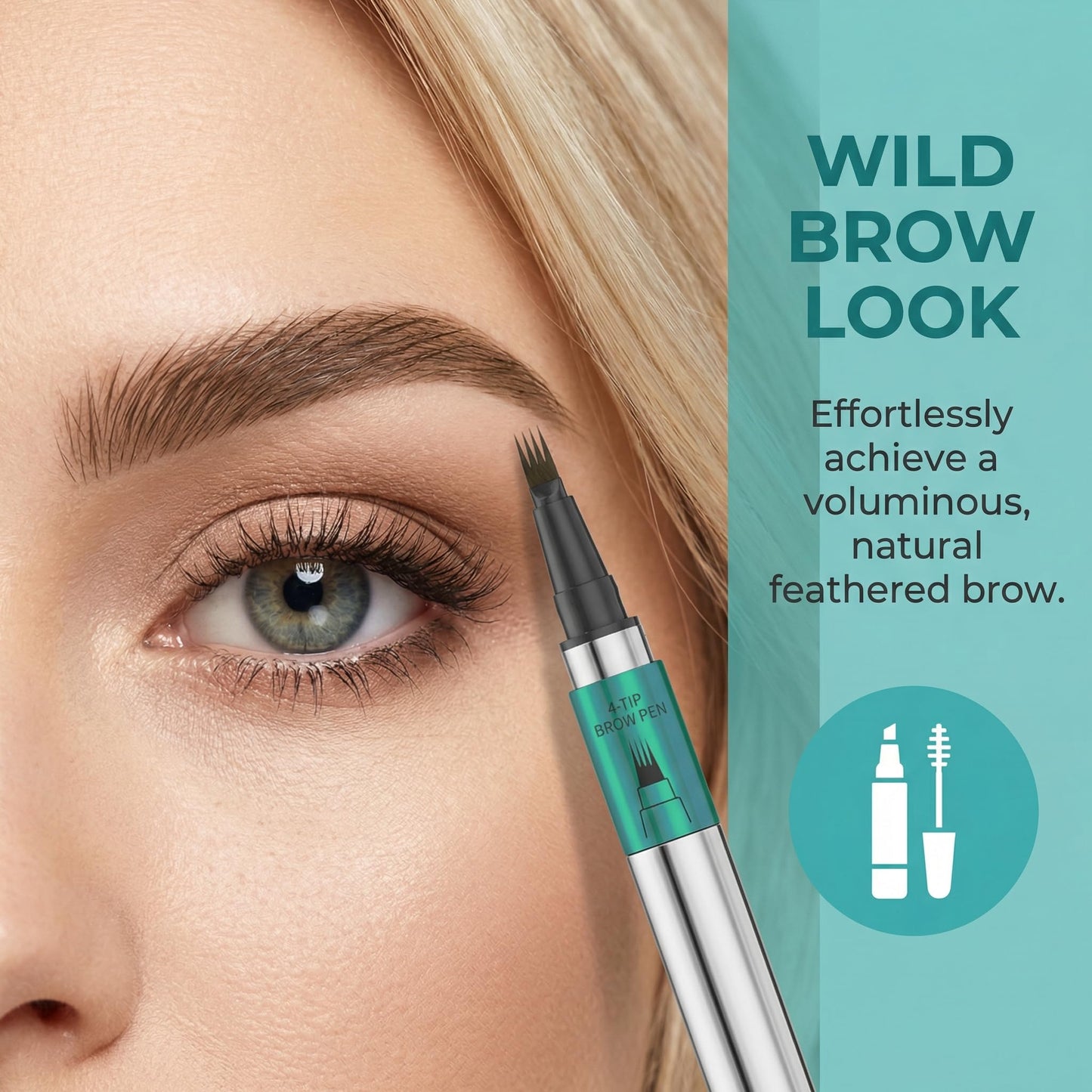 YeMoMo Wild Brows 4-Tip Eyebrow Pen, Natural Three-Dimensional Look, Non-Drying Formula, 5 Color Options, 1ml/0.03fl.oz, 3# Dark Brown