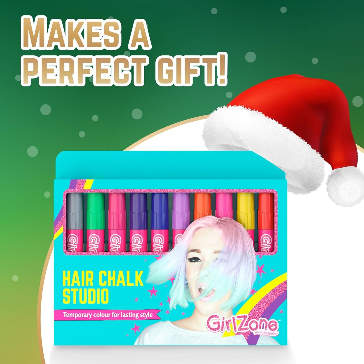 Hair Chalk Set for Kids - 10-Piece Temporary Color Kit | Easy Apply & Remove, Vibrant for Dress Up Parties