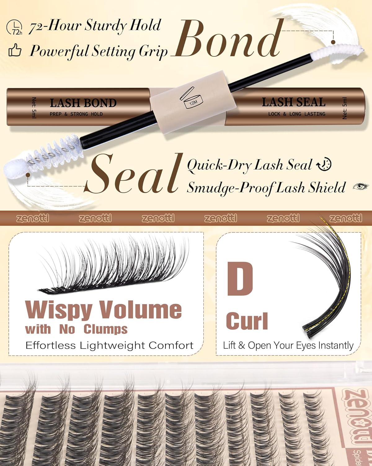 Eyelash Clusters Kit - Natural Wispy D Curl Extensions | 8-16mm Fluffy Individual Lashes for Daily Wear & Parties