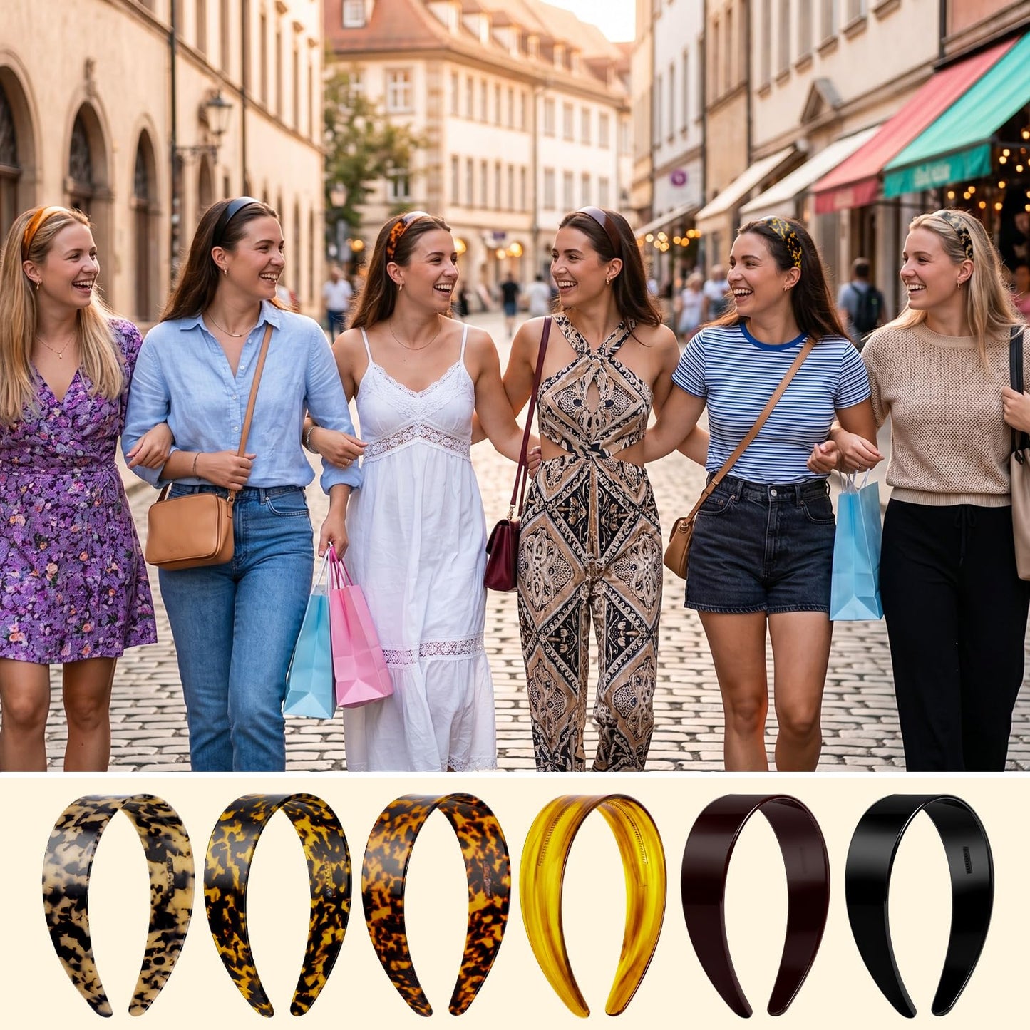 Rivvlive 6 Pcs Tortoise Shell Wide Headband Acetate Non Slip Hair Band for Women Fashion Retro Hair Accessories with Teeth Leopard Headband for Daily Party Makeup