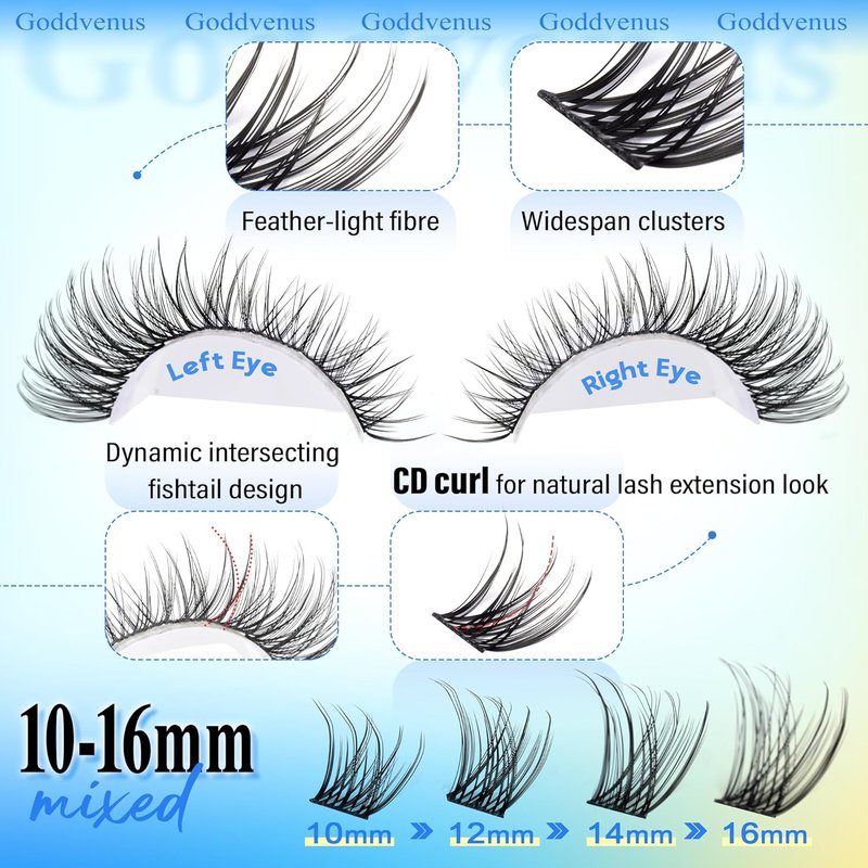 Wispy Lash Clusters - Natural CD Curl Eyelash Extensions for DIY | Fluffy Individual Lashes