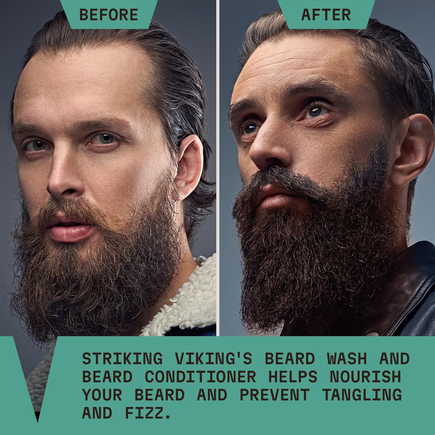 Striking Viking Beard Wash & Conditioner - 20 fl oz, Peppermint & Eucalyptus - Deep Clean & Itch Relief Beard Shampoo and Conditioner for Men - Hydrating Jojoba Facial Oil Treatment