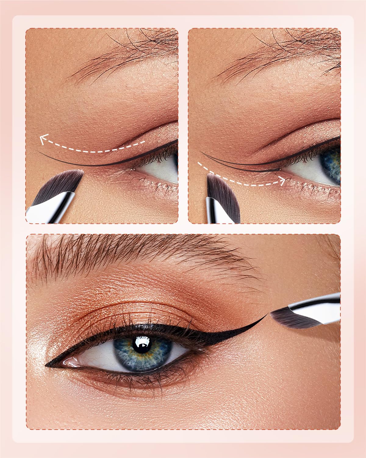 Eyeliner Brush Set - Gel Eyeliner Makeup Brushes for Precise Application | Ultra Thin Curved Bristles (2 Pieces)
