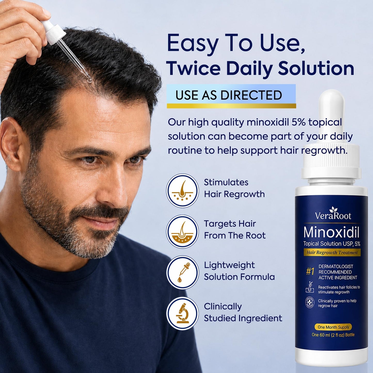 5% Minoxidil Beard Growth Kit For Men: Hair Loss and Hair Regrowth Treatments - Thicker Fuller for Facial & Scalp Hair