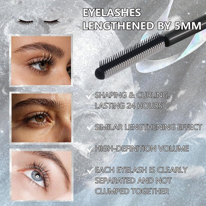 Iron Wand Mascara - 3D Curling Eyelash Mascara for Natural Length & Volume | Long-Lasting, Smudge-Proof (Black)