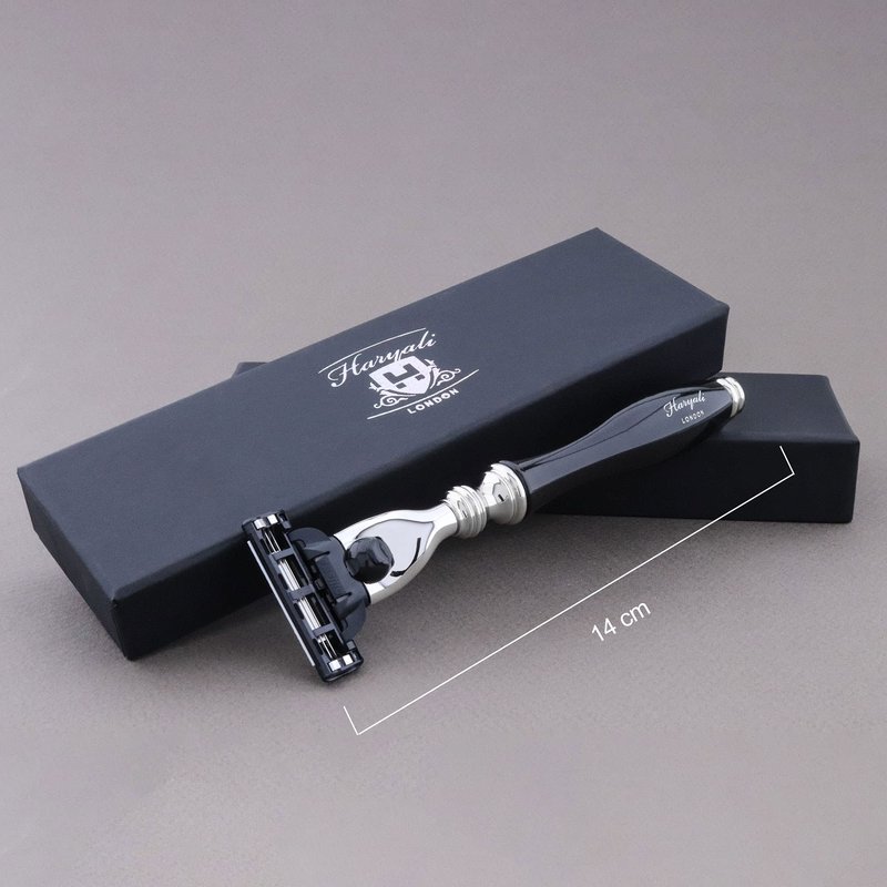 Haryali London 3 Edge Shaving Razor With Black Coated Handle Beard and Mustache Safety Razor For Men and Women