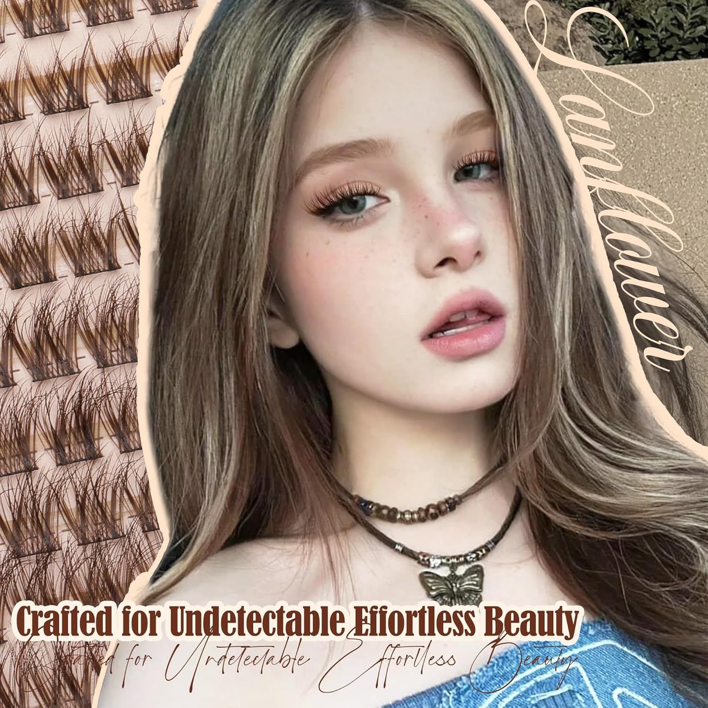 Brown Lash Clusters - Wispy Eyelash Extensions for Natural Look | C Curl Dark Brown Individual Lashes