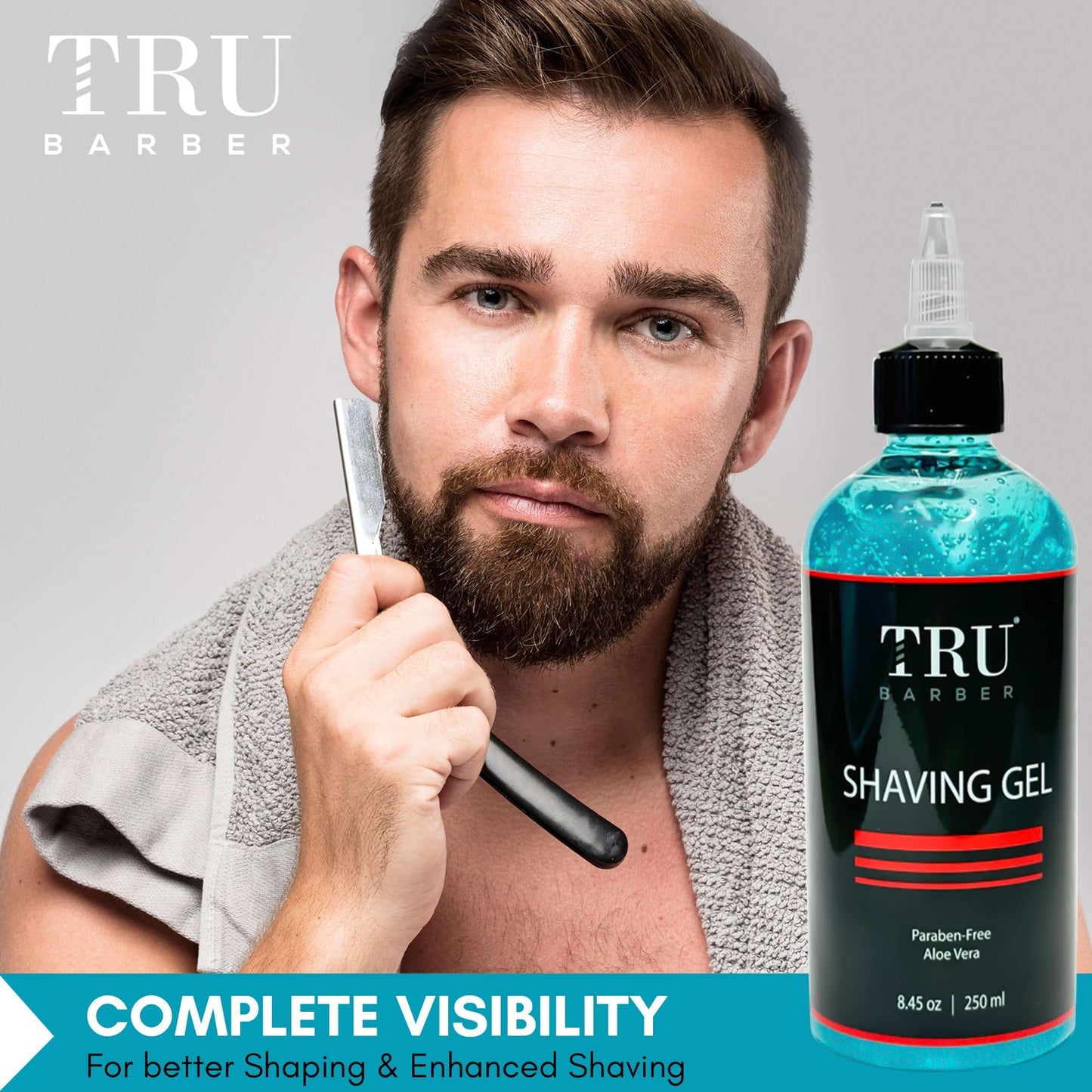 TRU BARBER Shaving Gel for Men, Straight razor shave, Perfect edging and smooth shaving