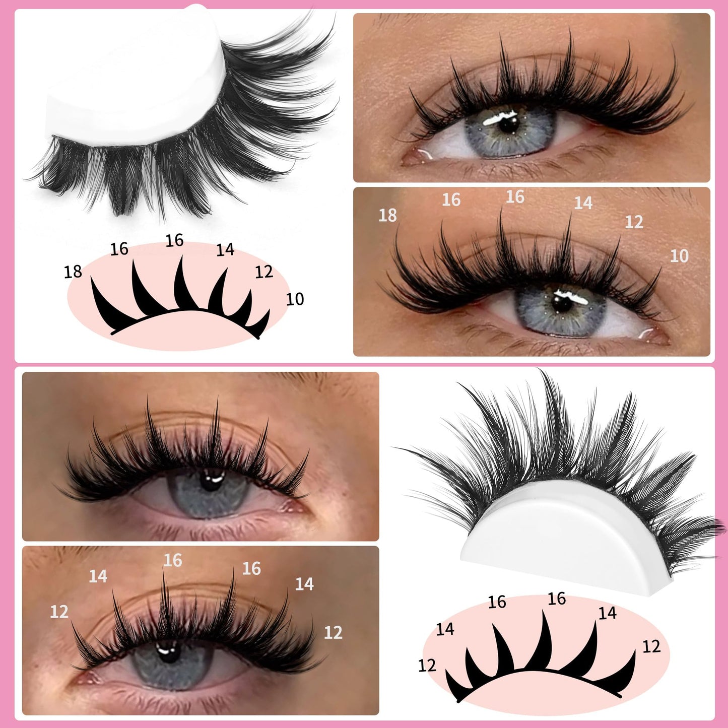 Doll Lash Clusters Manga Eyelash Extensions Cosplay Spiky Individual Lashes Extensions Anime Eyelash Clusters 168Pcs 10MM-18MM Thick Natural DIY Clusters