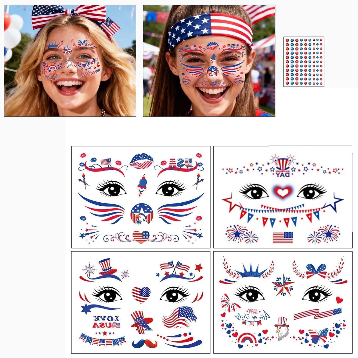 Soccer Temporary Tattoos - Waterproof Cartoon Face Stickers | 6 Fun Styles for Party Makeup
