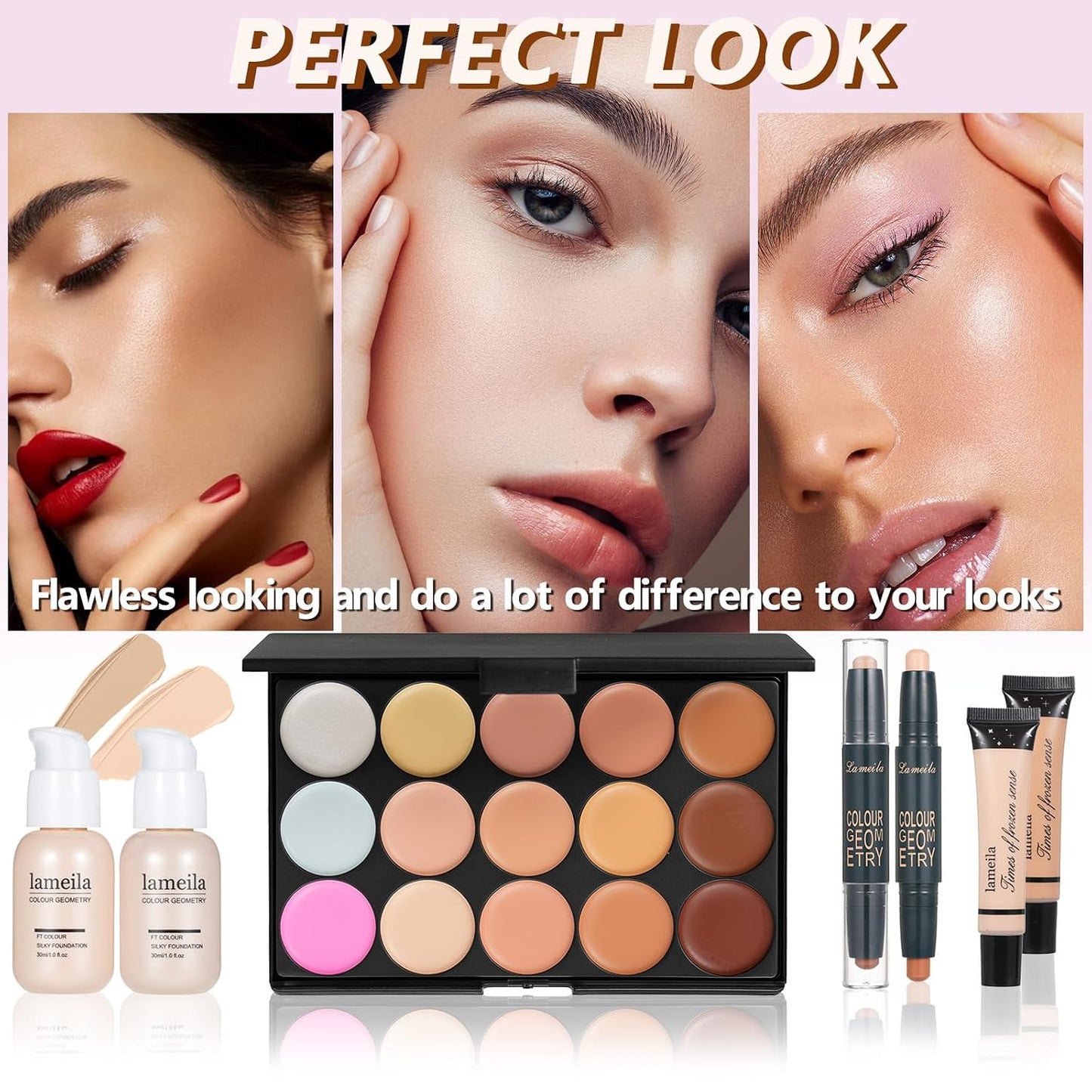 Makeup Set for Women | Complete Makeup Kit with Eyeshadow Palette, Lip Gloss & Foundation - Perfect Gift for Teens