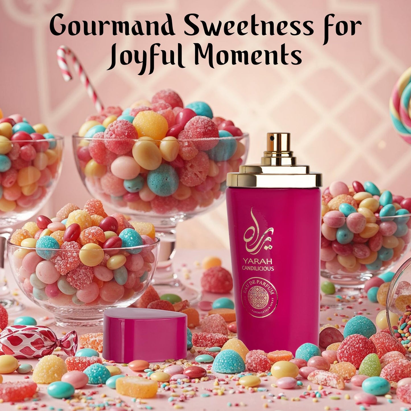 SAADAH Yarah Candilicious Eau De Parfum for Women 4.0 Fl.oz, 120ml Fruity Floral Gourmand Perfume, Sweet Strawberry Vanilla Cotton Candy, Gardenia Amber Musk, Long Lasting Luxury Fragrance