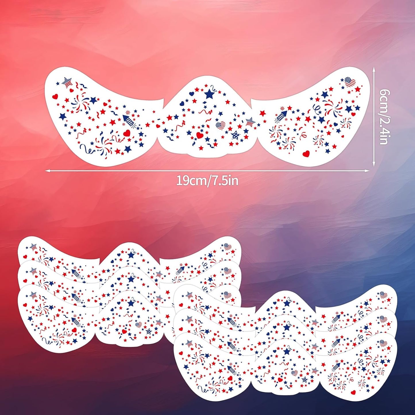 4th of July Freckle Face Stickers - Patriotic Temporary Tattoos for Festive Makeup | Red, White & Blue