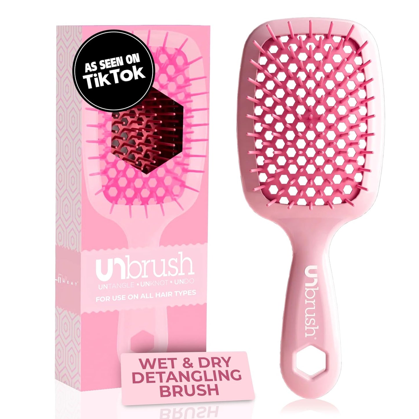 FHI Heat Detangling Brush - Pain-Free Brushing for Wet & Dry Hair | Durable DuoFlex Bristles, Lightweight, Cherry Blossom