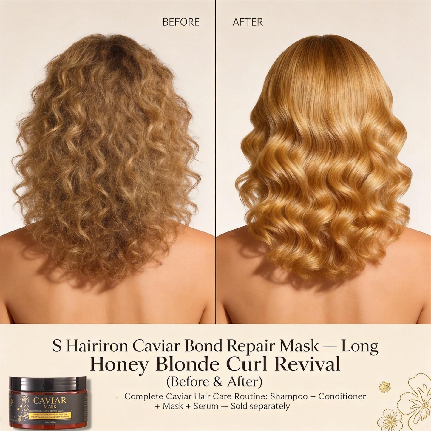 S Hairiron Caviar Hair Mask-Bond Repair Deep Conditioning Treatment for Dry & Demaged Hair, Anti-Frizz Shine