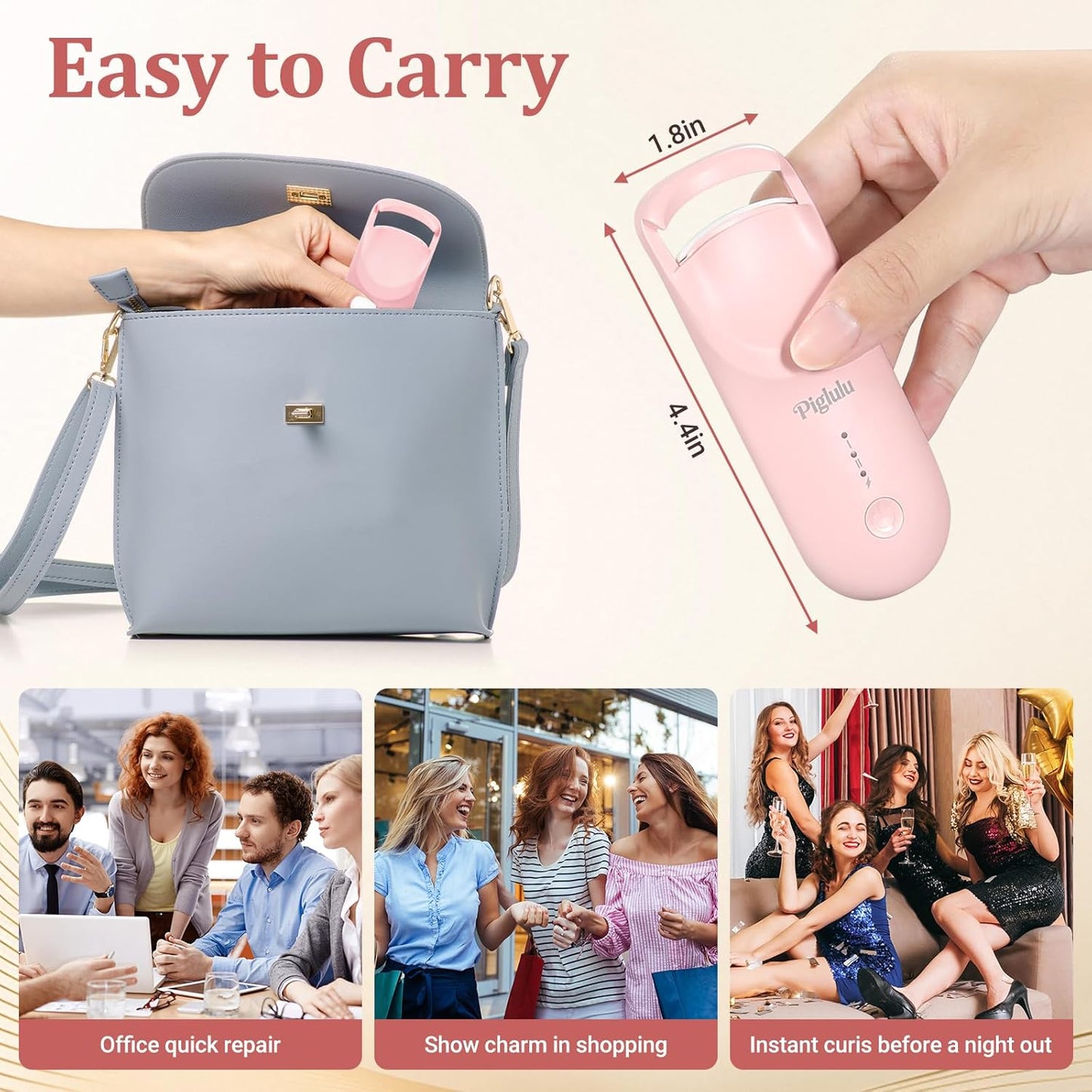 Heated Eyelash Curler - Mini Electric Curler with 5s Fast Heating & 24H Long-Lasting Curl | 2-Level Temp Control, Anti-Burn Silicone Pad