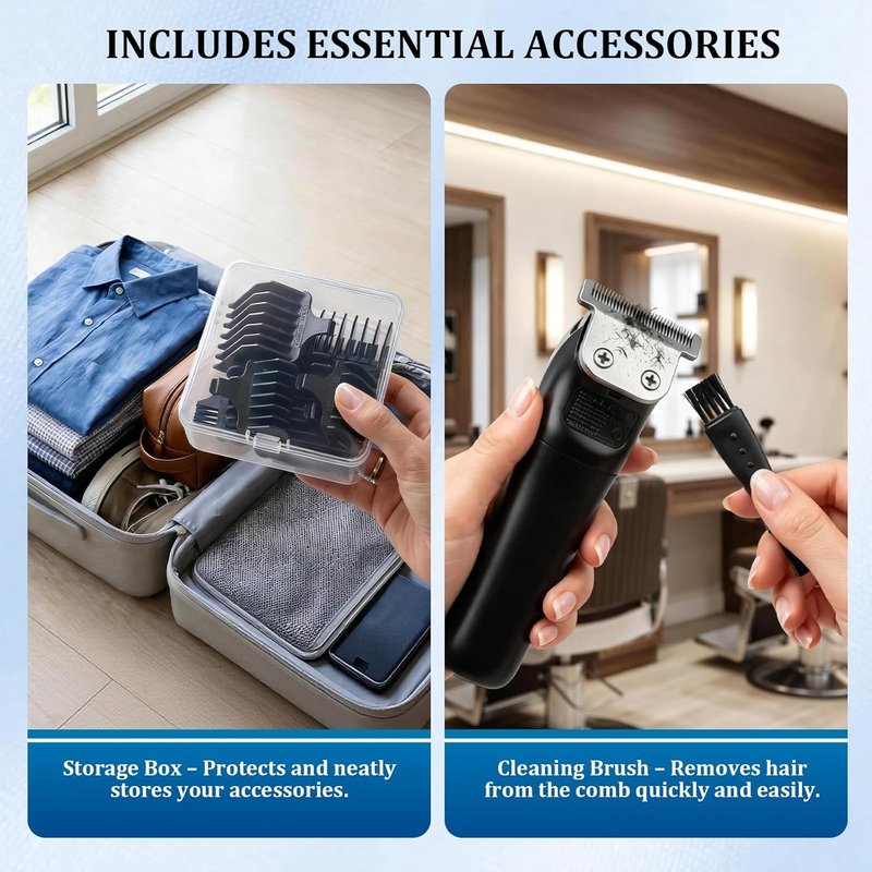 Replacement Guide Comb for Wahl 40mm T-Blade Trimmers - 8 Pack Attachment Guards (1/8" to 1")