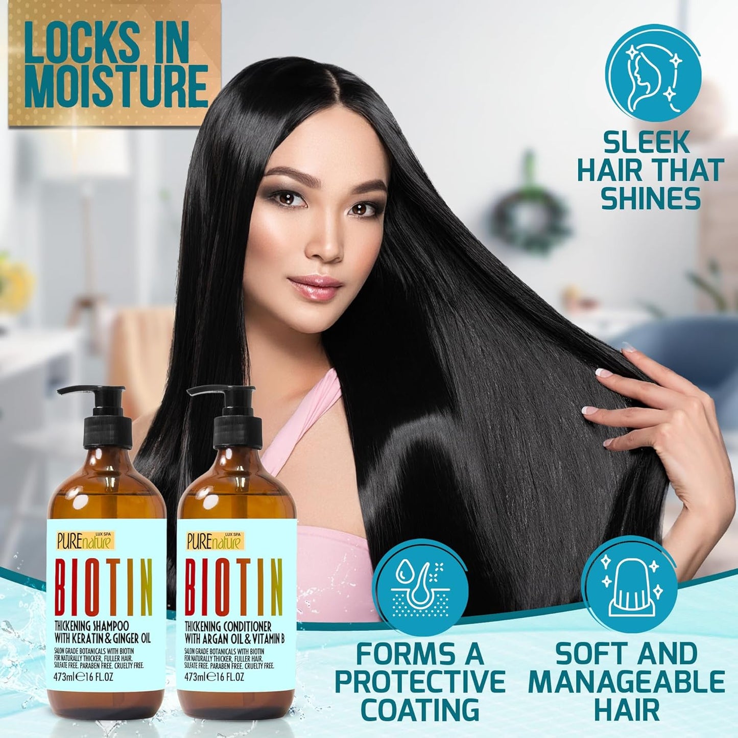 Biotin Shampoo and Conditioner Set - Volume Boosting Formula for Thinning Hair | Sulfate-Free, Paraben-Free, Thickening Properties