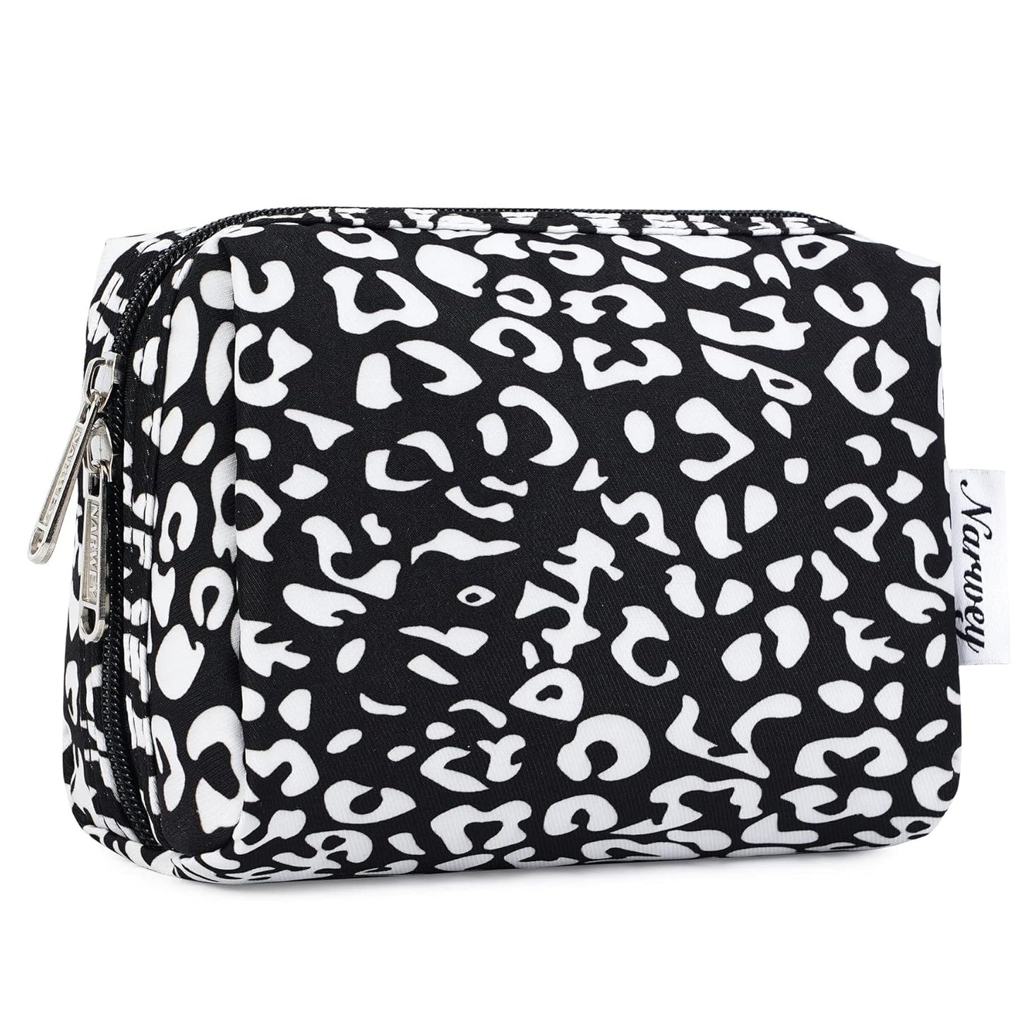 Checkered Makeup Bag - Travel Cosmetic Organizer with Compartments | Large Sky Blue Checkerboard