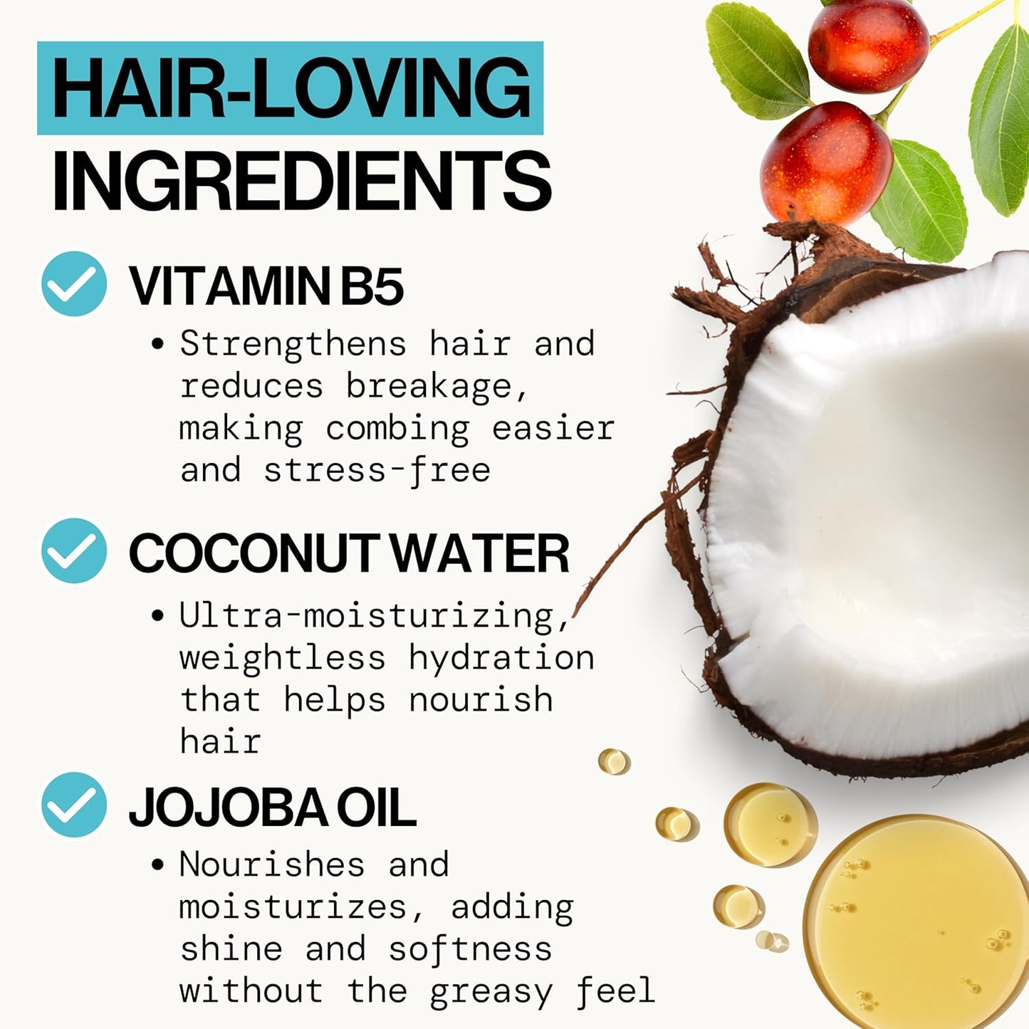Coconut Milk Hair Detangler Spray - Leave-In Conditioning Elixir for Tangle-Free Hair, Adds Shine & Moisture | Vegan & Cruelty-Free