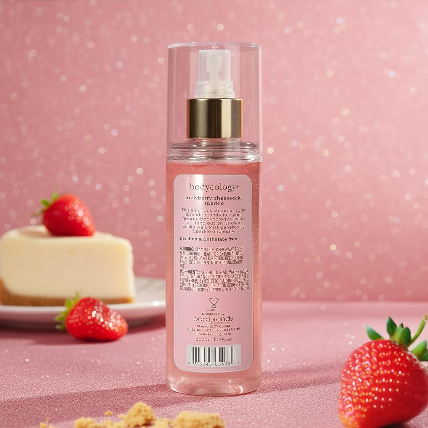 Fragrance Shimmer Mist - Strawberry Cheesecake Scent | 6 Fl Oz Hydrating Spray