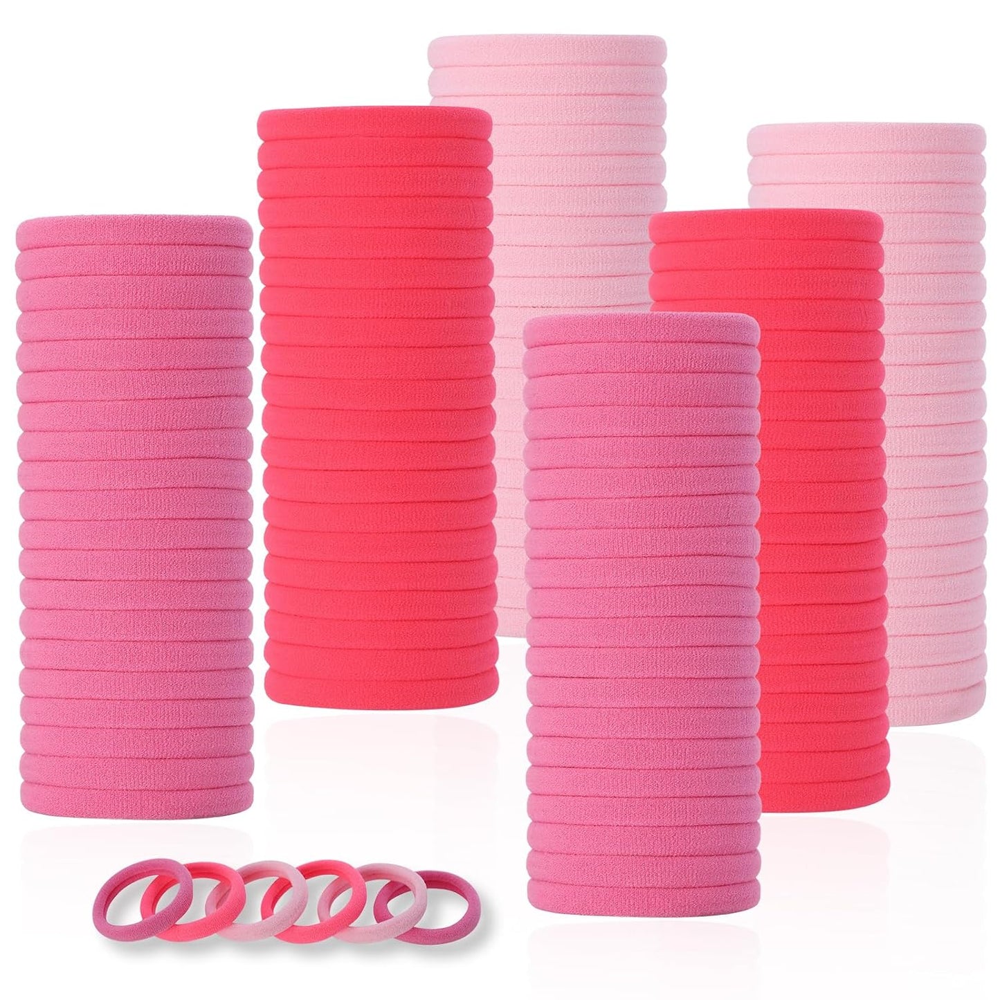 LuSeren 120PCS Soft Hair Ties - Ouchless Nylon Ponytail Holders | Seamless Fabric, Natural Colors