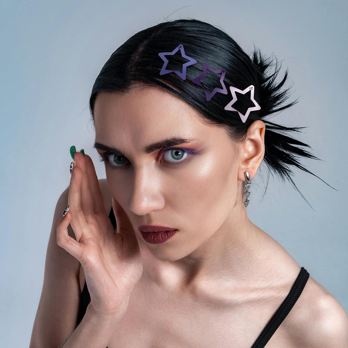 Cptots 30 Pcs Metal Star Hair Clips 2000s Y2K Snap Barrettes 1.25 In Non Slip Star Hair Accessories for Women,Matte Multiple Purple