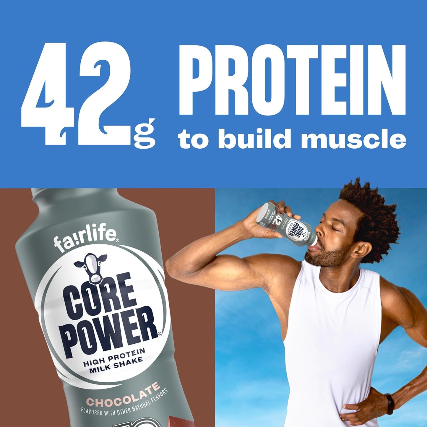 Core Power Elite High Protein Shake - Chocolate Flavor, 42g Protein, 14oz Bottle | 12 Pack