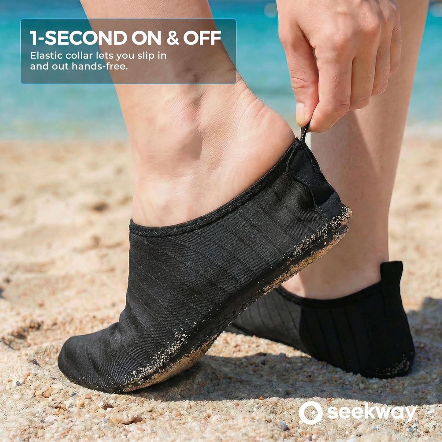 Water Shoes for Men & Women - Quick-Dry Aqua Socks | Non-Slip Barefoot Design for Beach, Swim, River, Pool, Lake - Black