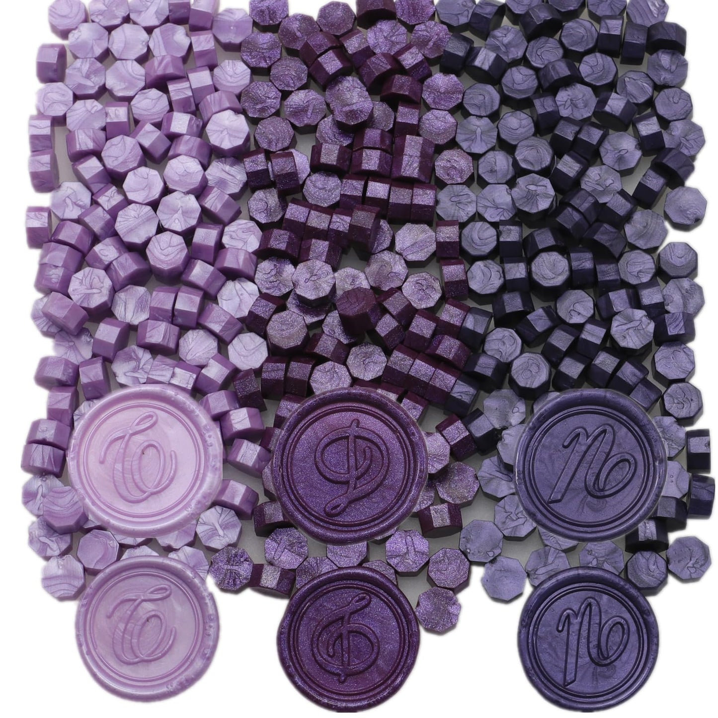 300Pcs Wax Seal Beads, Purple Mix Sealing Wax Beads for Wax Seal Stamp, Lilac Purple Wax Seal Beads Set with 3 Colors Wax Seal Perfect for Gift Sealing, Letter Wax Sealing (Purple Mix)