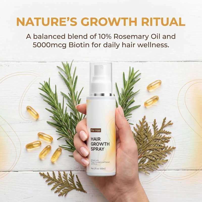 Hair Growth Spray - Rosemary Oil & Biotin Hair Loss Treatment | Fast-Absorbing Regrowth Serum for Thinning Hair