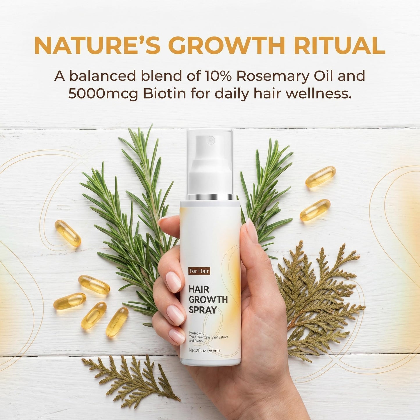 RAIFIN Hair Growth Spray with Rosemary Oil & Biotin 60ml