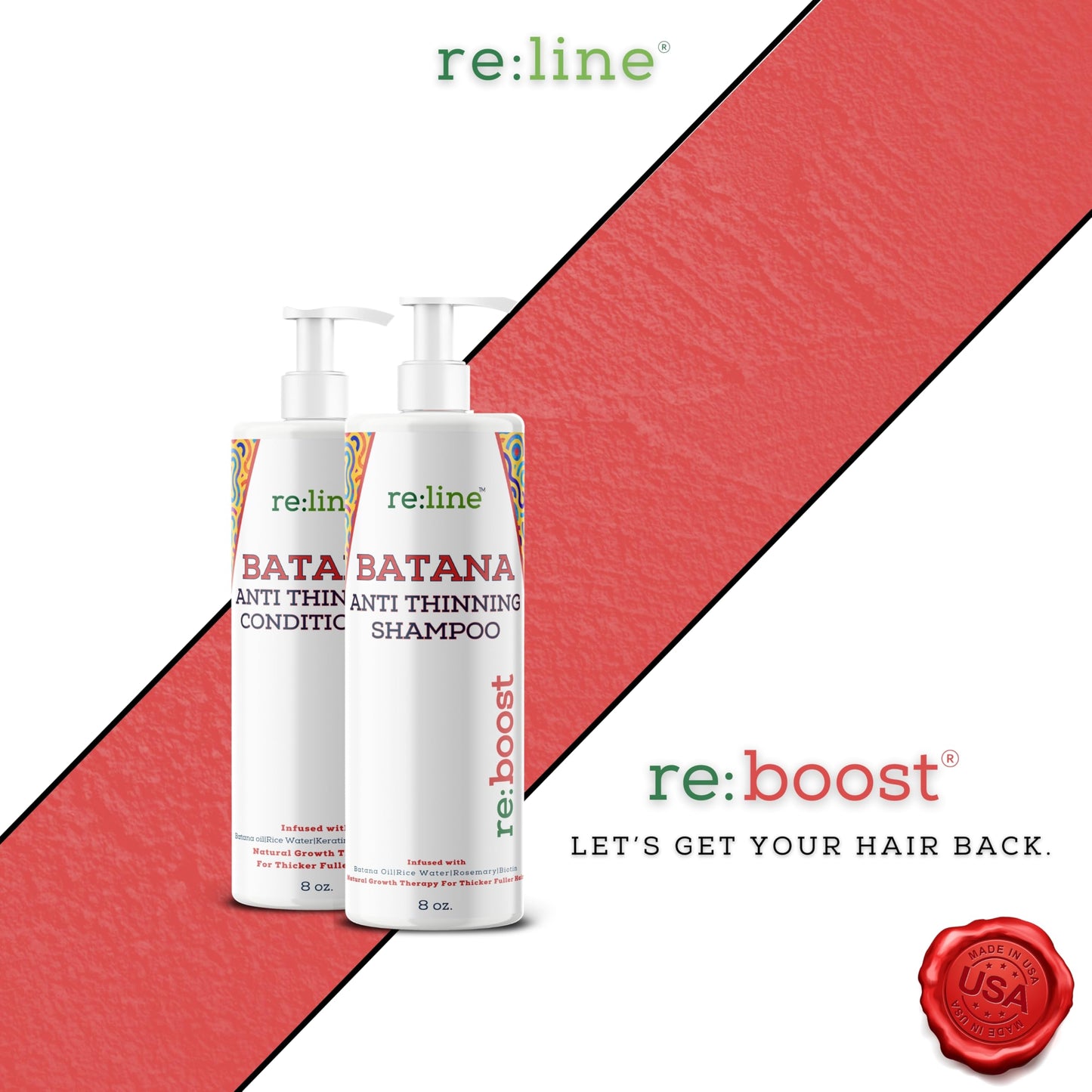 Biotin & Batana Oil Shampoo and Conditioner Set - Hair Growth Shampoo and Conditioner with Rice Water & Rosemary Oil for Enhanced Volume - Color Safe, Sulfate & Paraben Free - 8 Fl Oz Each