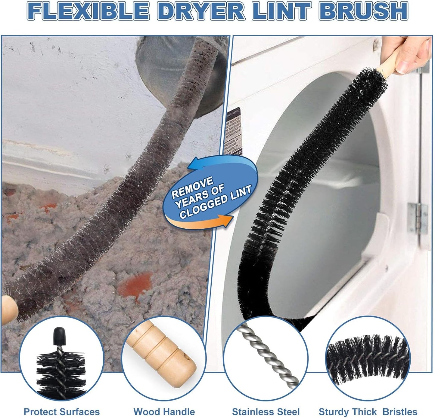 PetOde Dryer Vent Cleaner Kit - 2-Piece Vacuum Attachment for Lint Removal | Universal Connector