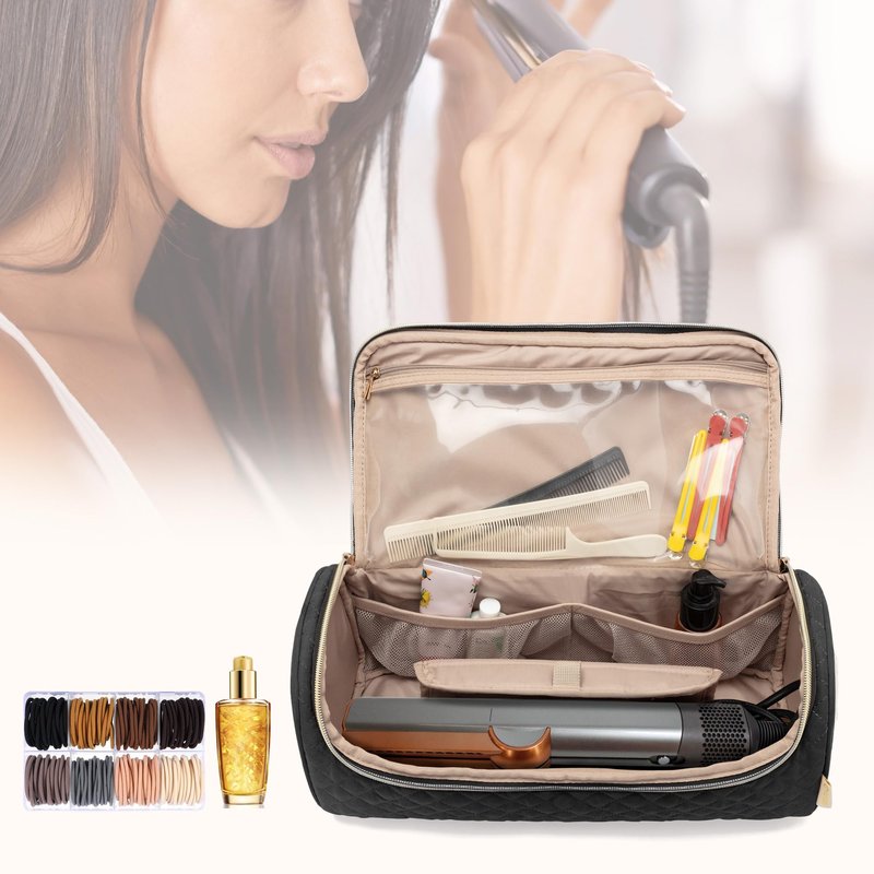 Yarwo Travel Bag Compatible with Dyson Airstrait/Corrale Hair Straightener and Attachments, Portable Flat Curling Iron Storage Case for Hot Hair Tools and Accessories, Black (Patent Pending)