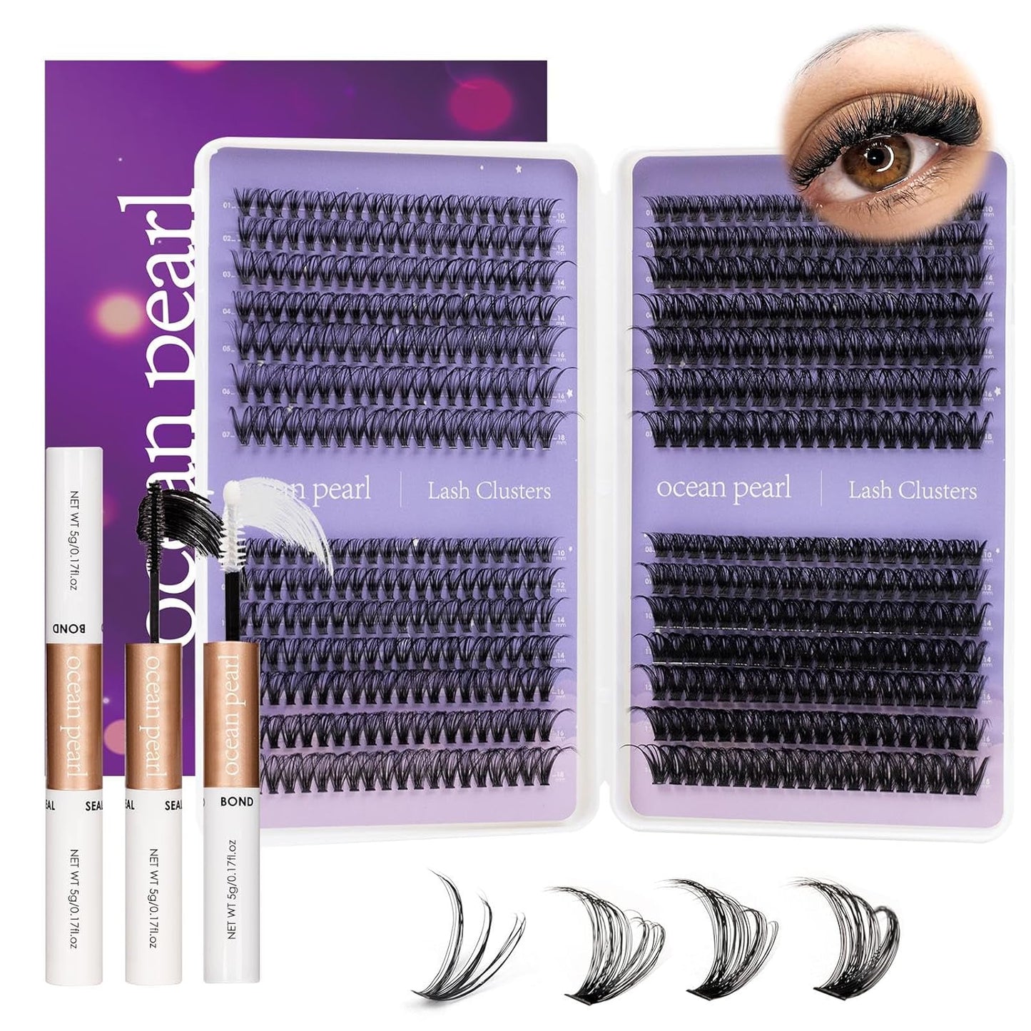 Lash Clusters Kit - 560 Pcs 30D/40D/60D/80D Thick Volume Eyelash Extensions | Individual Lashes 10-18mm with Bond & Seal