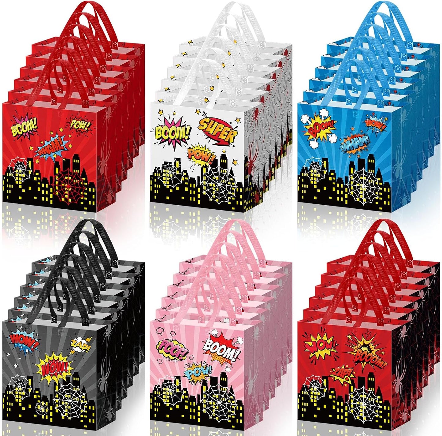 Spider Party Favor Goodie Bags - 40 Pcs Reusable Non-Woven Bags for Halloween & Birthday | 7.87 x 7.87 x 3.54 Inches