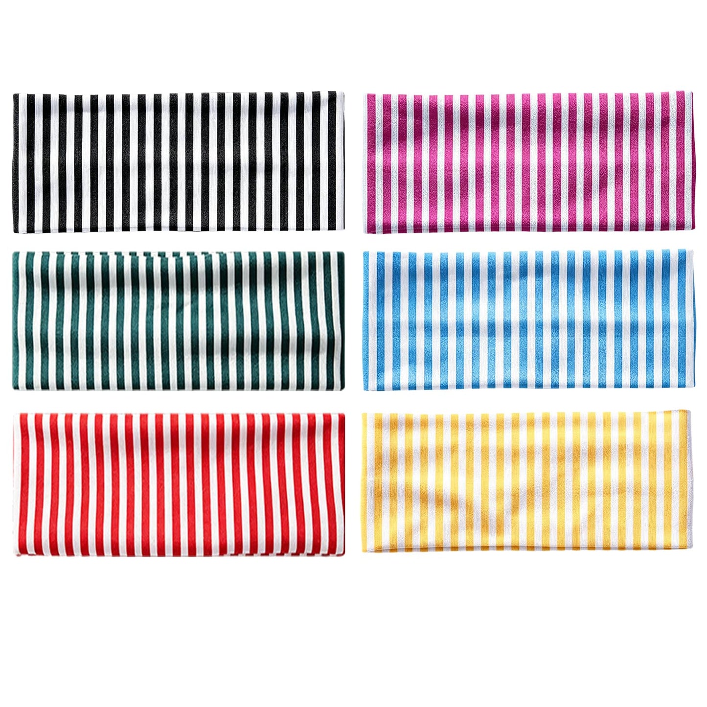 Kauvysaq Striped Headbands, Headbands for Women, Six Piece Striped Hair Bands for Womens Hair, Polyester Hair Accessories Set, Stretchable Hair Bands for Daily Use and Sports Activities