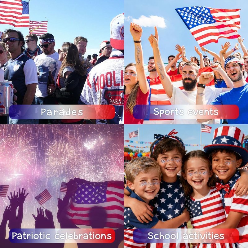 Patriotic Glitter Stick - 4th of July Hair & Face Makeup for Women & Kids | Red, White & Blue USA Flag Accessories