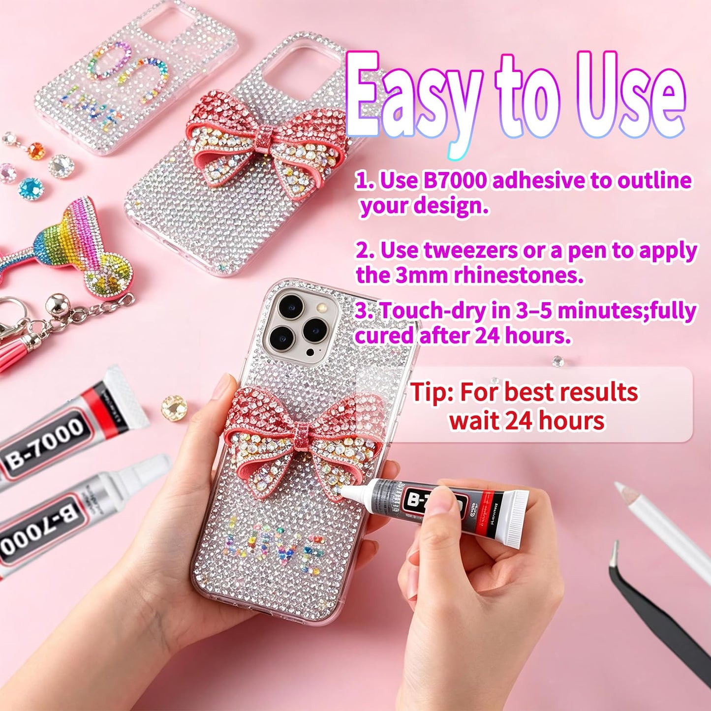 40000 Pcs of Jelly Rhinestones for Bedazzling Kit,3/4/5/6MM Multicolor Resin Flatback Gems for Diamond Art,Bedazzler Kit with B7000 Glue for Crafting with the Bedazzler,Nail Art,Shoes, Books