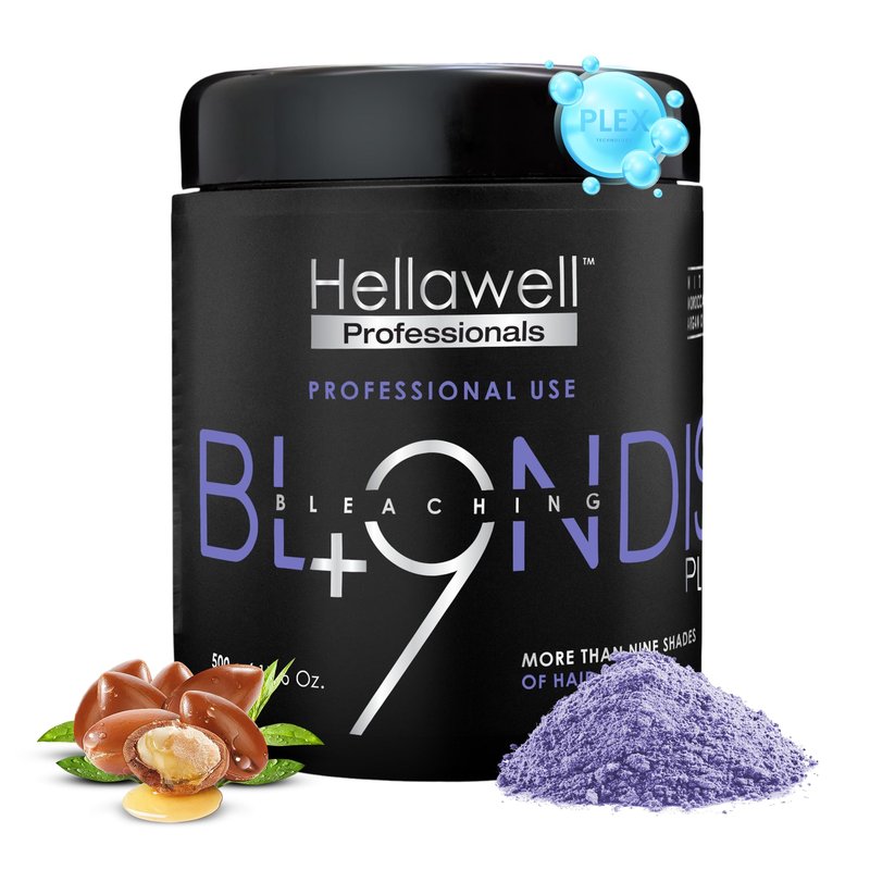 Hellawell Professionals BLONDISH PLEX + 9 | Hair Bleaching Powder | Plex Hair Bleach | Highlights | Hair Lightener | Plex | Lightens more than 9 Tones | 500gr | 17.6oz