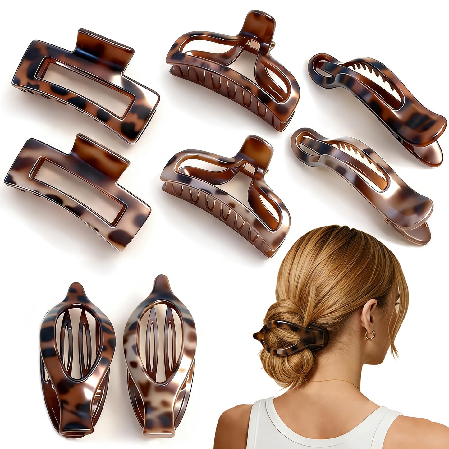 8Pcs Strong Hold & Non-Slip Matte Tortoiseshell Hair Clips for Women