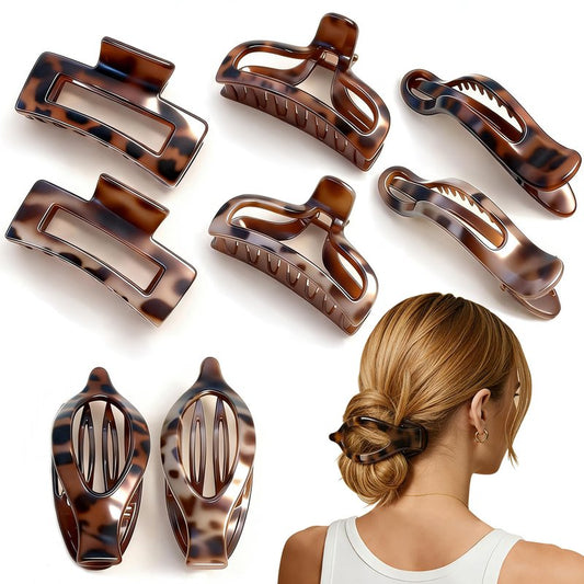 8Pcs Strong Hold & Non-Slip Matte Tortoiseshell Hair Clips for Women