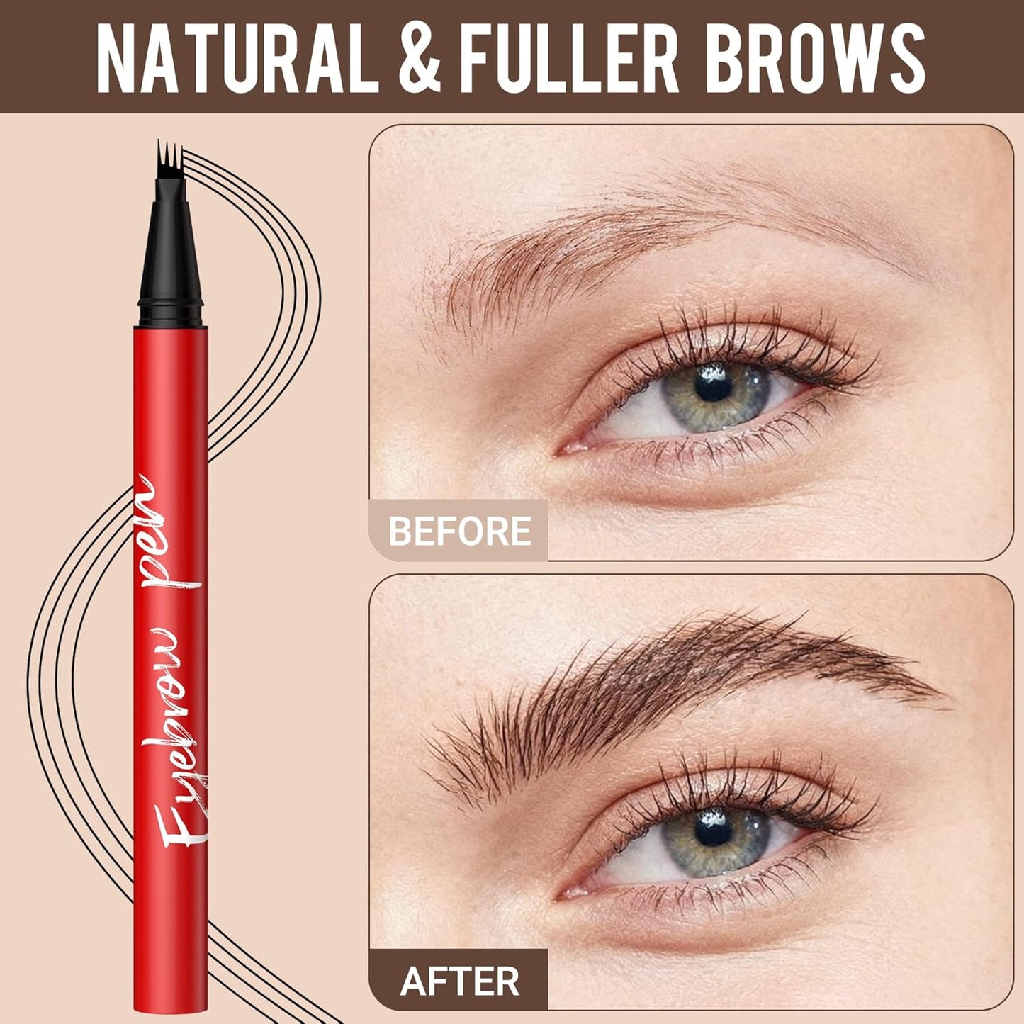 Eyebrow Pencils for Women - Precise 4-Tip Brow Pen 2 Pack | Natural-Looking Fuller Brows, Dark Brown