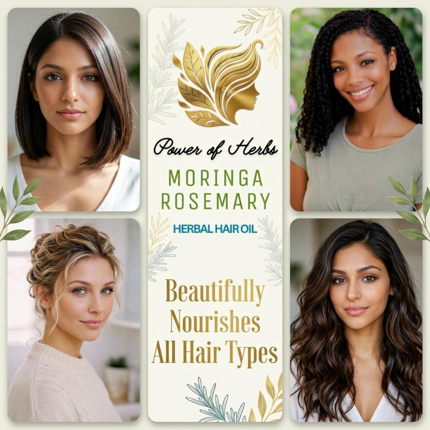 Moringa Rosemary Hair Oil with Amla, Bhringaraj, Pumpkin seed, Almond, Neem, Fenugreek, Infused with Biotin & Vitamin E, Reduces Hair Fall & Thinning, Supports Growth & Scalp Nourishment, Made in USA