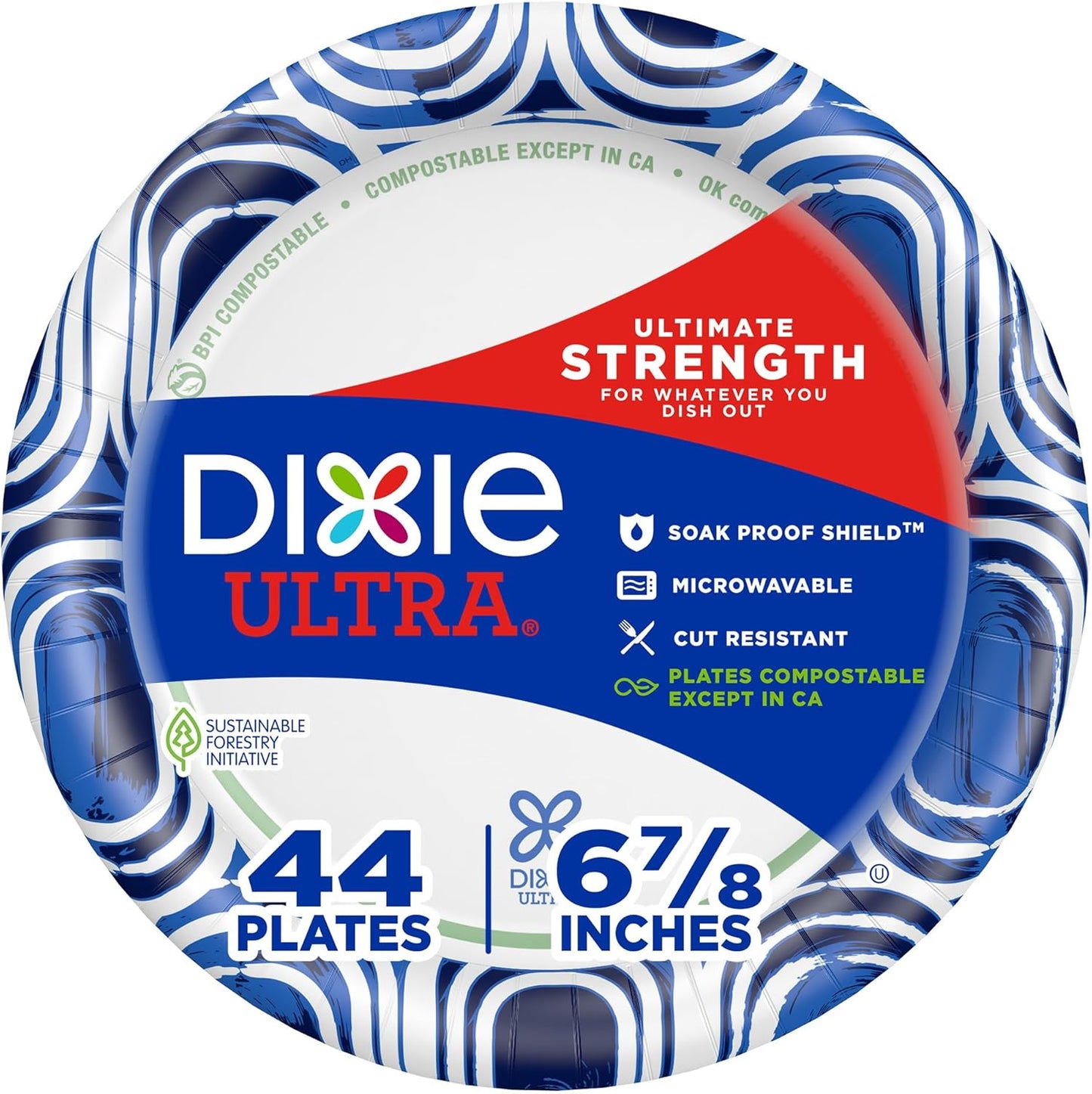 Dixie Ultra Large Paper Plates - 10 Inch, Heavy Duty, Microwave-Safe | 172 Count, Soak-Proof & Cut Resistant