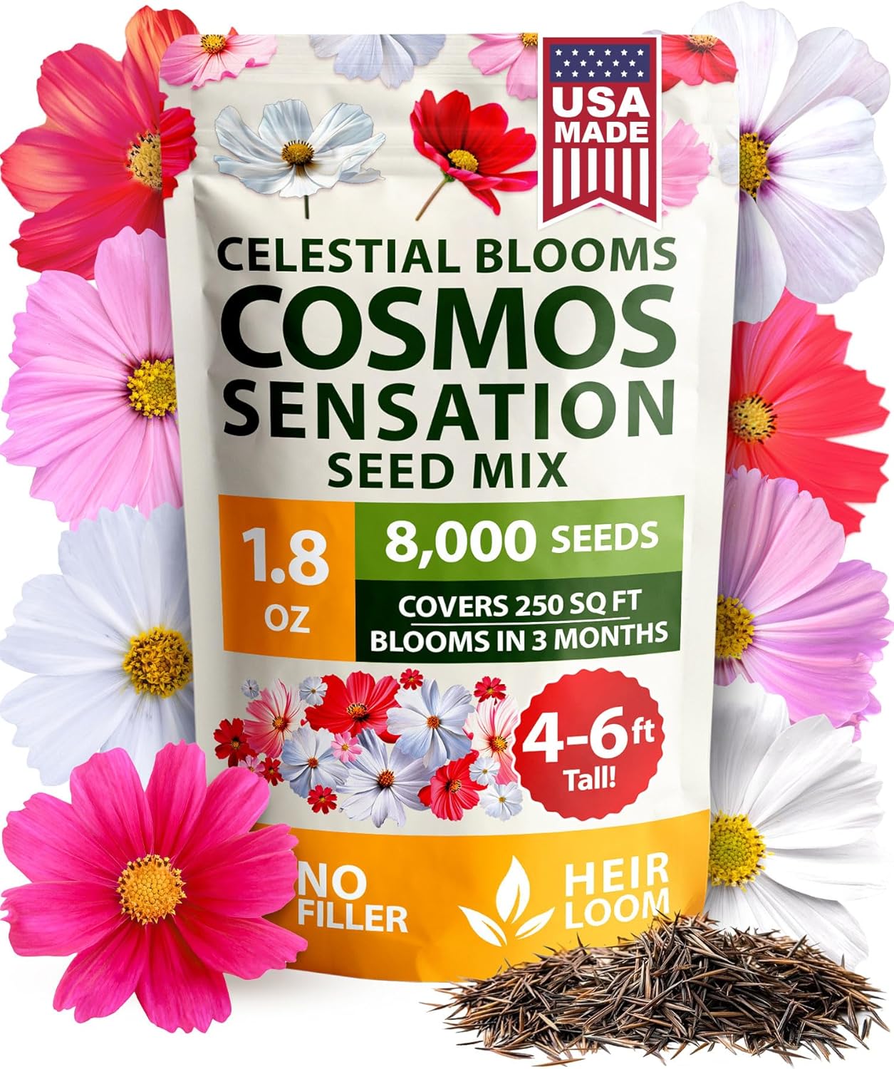 Zinnia Dahlia Seeds Pack - Non-GMO 524 Flower Seeds for Vibrant Pollinator Gardens | Easy-to-Grow Outdoor Blooms